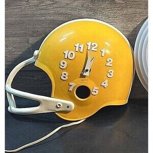 VTG  Spartus Yellow Football Helmet Wall Clock Green Bay Packers?  Tested Works